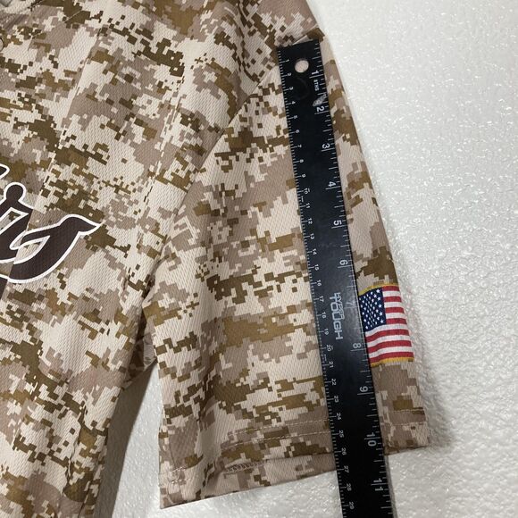 San Diego Padres Jersey Mens XL Tan Camo MLB Baseball Kemp 27 American Flag - Picture 10 of 11